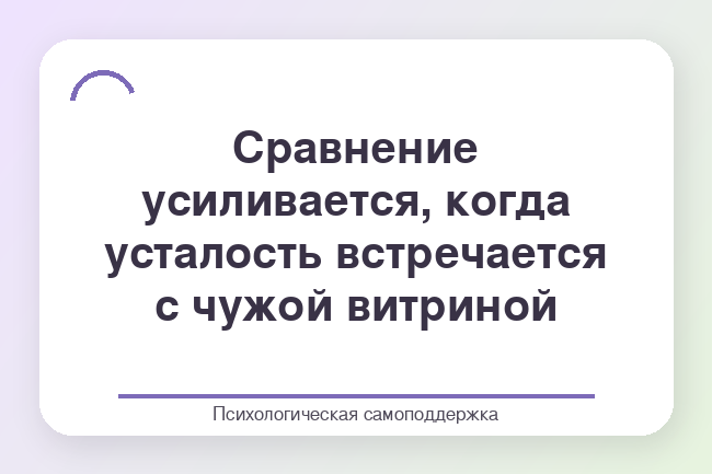 Текстовый кубик: сравнение усиливается, когда усталость встречается с чужой витриной